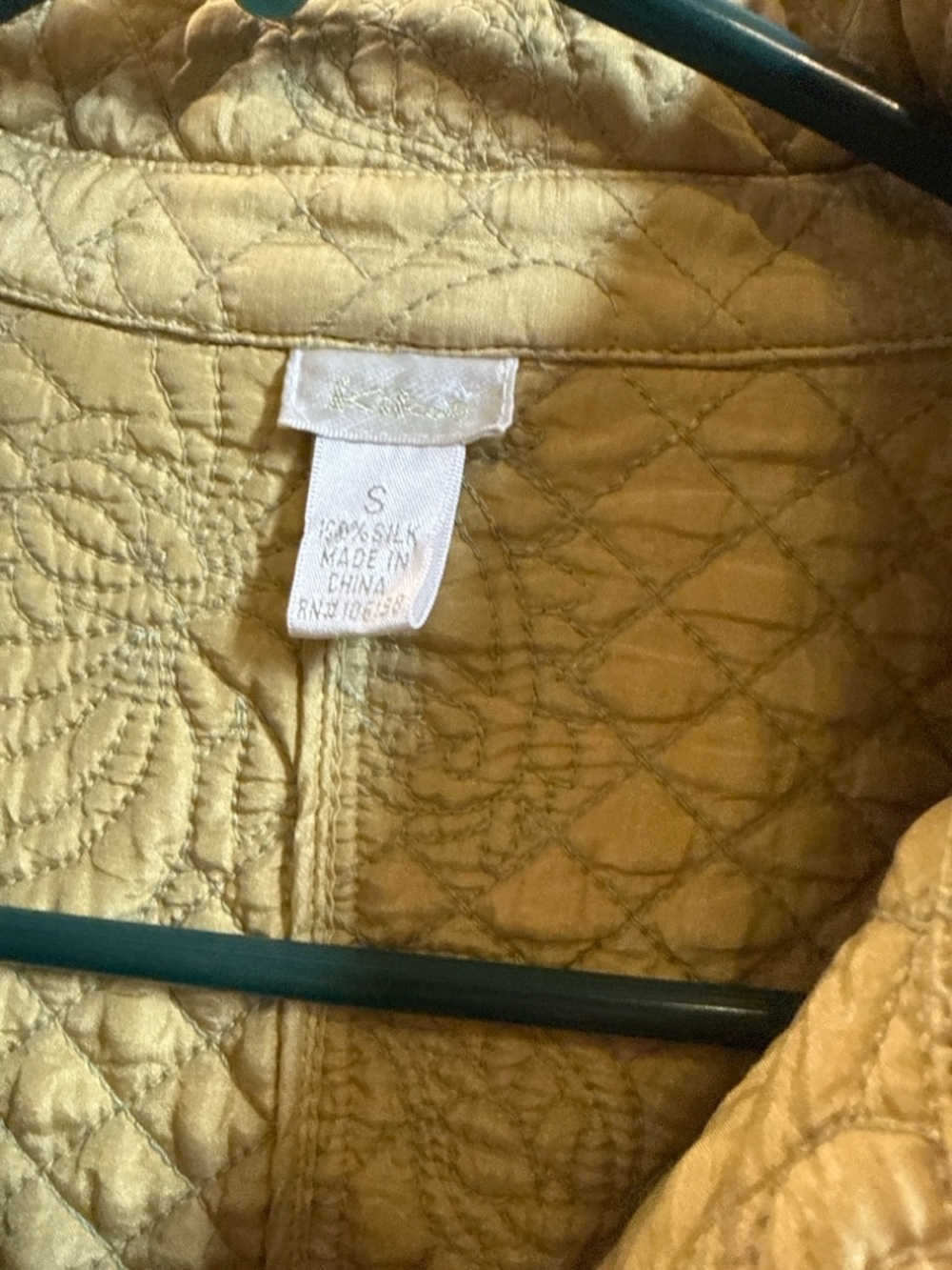 Kiko Silk Quilted Jacket Floral Stitch Gold Lightweight Size S - Picture 7 of 9